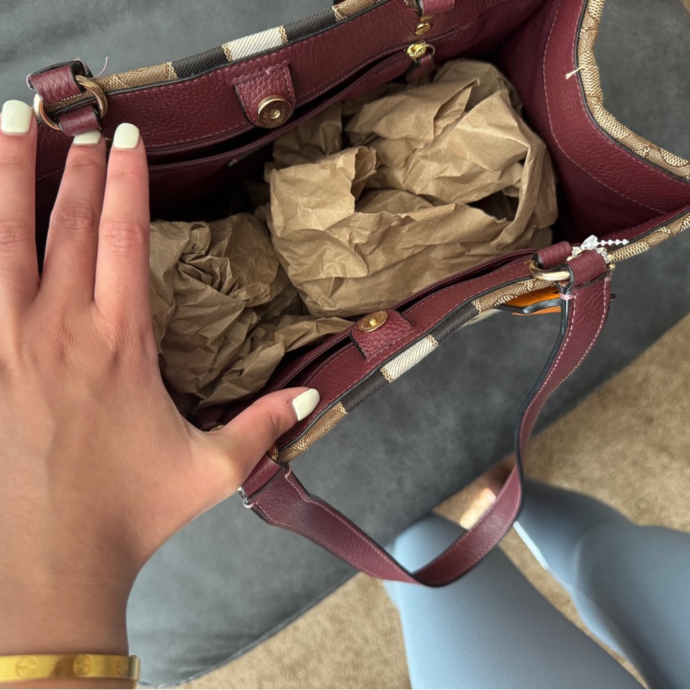 Coach Dempsey Brown and Orange Signature Tote - Picture 2 of 6